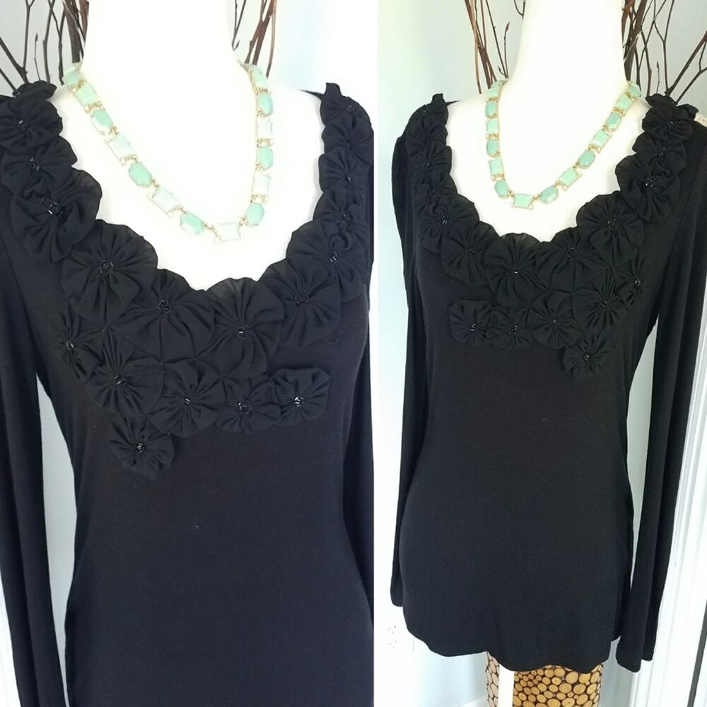 Adrienne vittadani black floral detail top Small